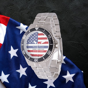 Montre Mince Ligne Bleue Police US FLAG retraite Patrioti