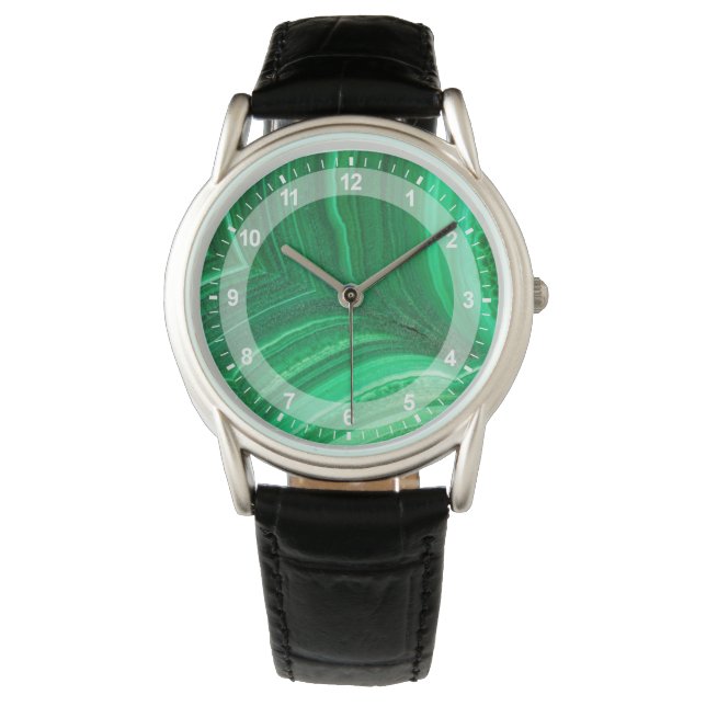 Montre Minéral de Malachite vert brillant (devant)