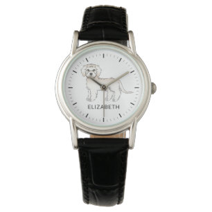 Montre Mini Goldendoodle de dessin animé couleur crème &
