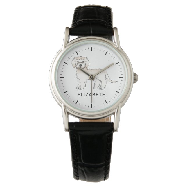 Montre Mini Goldendoodle de dessin animé couleur crème &  (devant)