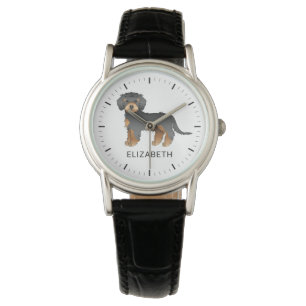 Montre Mini Goldendoodle Noir Et Tan Cartoon Chien Et Nom