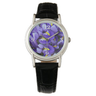 Montre Miniature Bleu Irises Printemps Floral