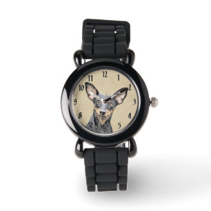 Montre Miniature Pinscher Peinture mignonne Chien Art ori