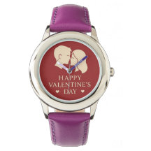 Montre minimale silhouette Saint-Valentin en cuir 