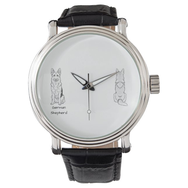 Montre Minimalist German Shepherd Dog Line Art  (devant)