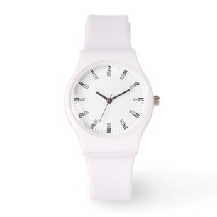 Montre Minimaliste blanc avec numérotation unique Élégant