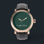 Montre Minimaliste Emerald Green Professionnel Simple<br><div class="desc">Ces simples et minimalistes peuvent être personnalisés pour inclure un nom ou n'importe quel texte de votre choix. Si vous ne voulez pas de texte et préfèreriez juste un blanc,  alors vous pouvez simplement supprimer le texte.</div>