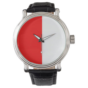 Montre minimaliste rouge et blanc demi-et-demi