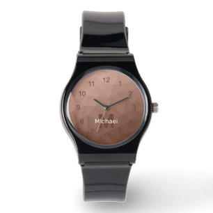Montre Mocha Brown motif de maillage géométrique Monogram