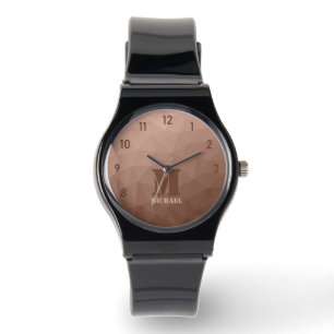 Montre Mocha Brown motif de maillage géométrique Monogram