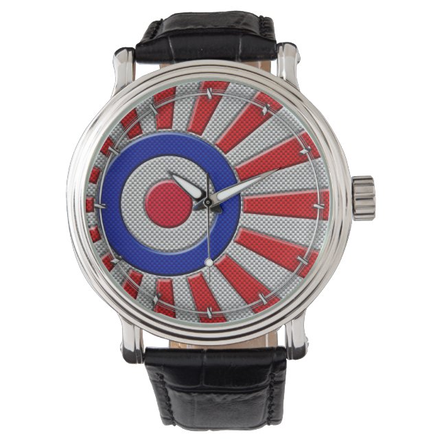 Montre Mod Roundel Sunburst asiatique en fibre de carbone (devant)