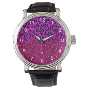 Montre Mode moderne rose violet Parties scintillant Leopa