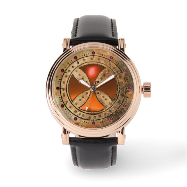 Montre MODÈLE ANTIQUE CROISER Jaune Orange Gem (Recto)