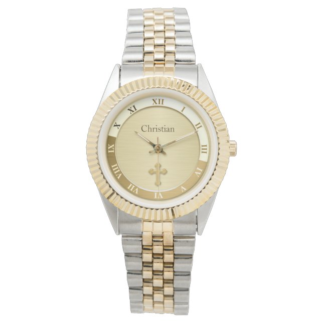 Montre Modèle de nom de croix métal or (devant)