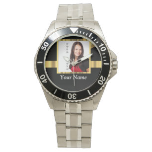 Montre Modèle d'instagram noir et or
