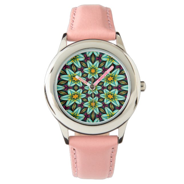 Montre Modèle Floral Étoiles Vertes (devant)