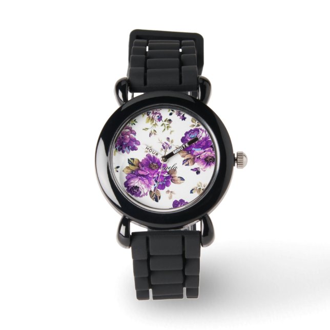 Montre Modèle floral violet (Recto)