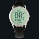 Montre Modern Custom Dr. Name Date Dark Green Button<br><div class="desc">Modern Custom Dr. Name Date Dark Green watch.</div>
