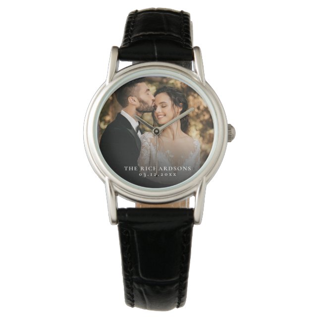 Montre Modern Elegant Newly Wed Wedding Photo Anniversary (devant)