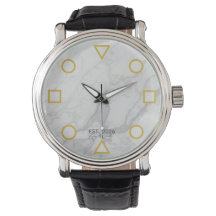 Modern Geometric Marble Personalized Watch