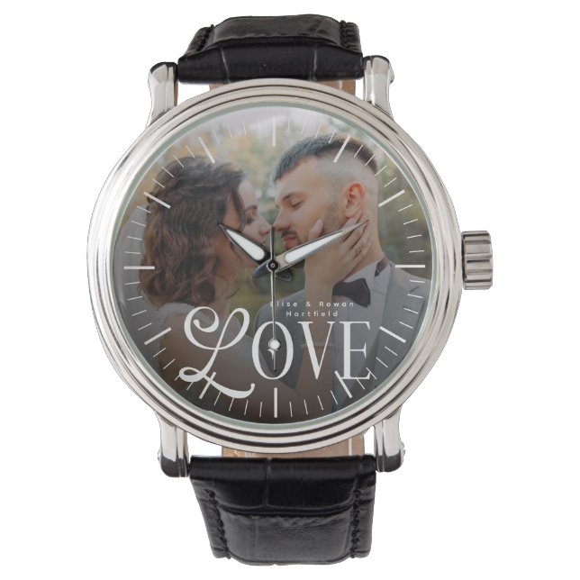 Montre Modern Love Custom Wedding Photo Couples Monogram (devant)