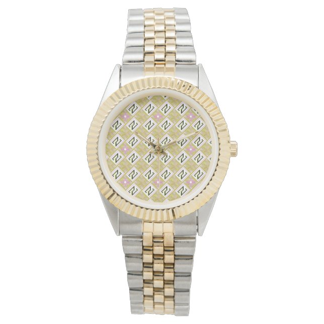 Montre Modern Olive & Magenta Geometric Tribal Pattern (devant)