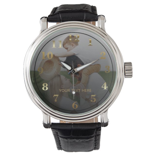 Montre Modern Personalized Photo & Custom Text Men's Watc (devant)