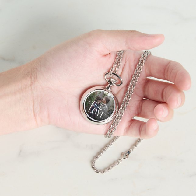 Montre Modern Script Love Custom Engaged Couples Photo (Main)