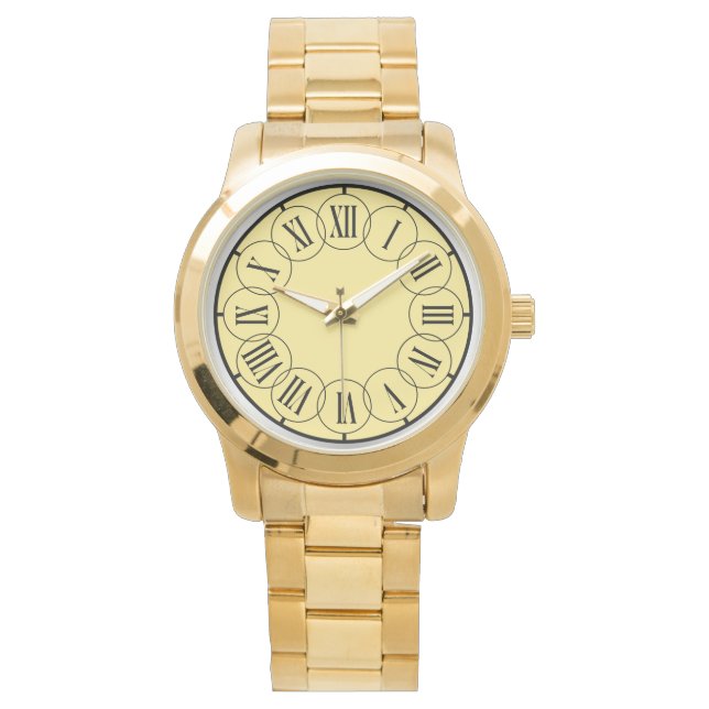 Montre Moderne Chic Numéros Romains Hommes Or   (devant)