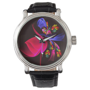 Montre Moderne coloré Floral Abstrait Art Motif #06