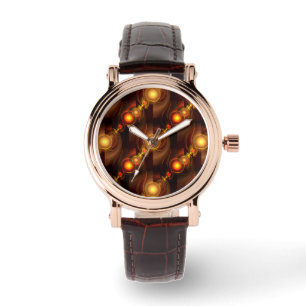 Montre Moderne Élégante Bohème Dorée Motif d'Art Abstrait
