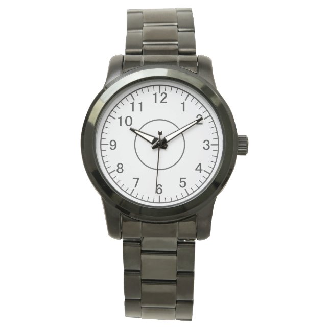 Montre moderne en acier inoxydable noir  (devant)