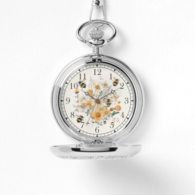 Montre Moderne Fleur sauvage Floral Bee Élégante Chic Wom (Recto)