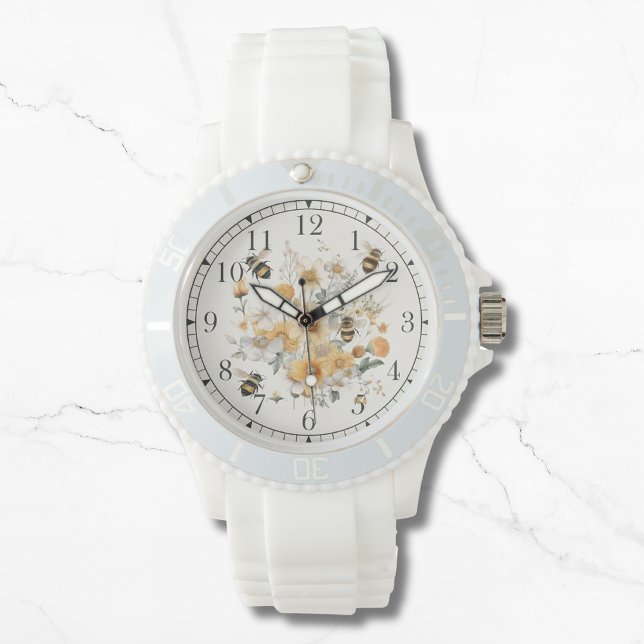 Montre Moderne Fleur sauvage Floral Bee Élégante Chic Wom (Créateur téléchargé)