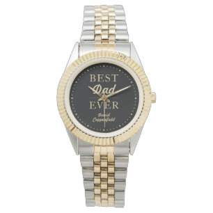 Montre Moderne Meilleur papa jamais Black Gold Silver