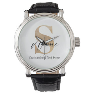 Montre Moderne Monogramme Initiale S & Nom Personnalisé