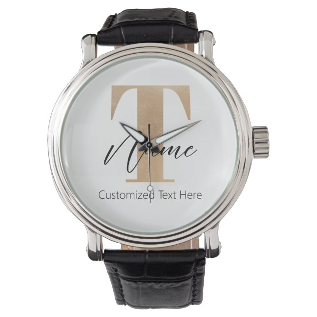 Montre Moderne Monogramme Initiale T & Nom Personnalisé (devant)