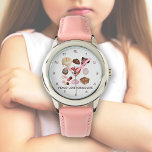 Montre Moderne Paix Amour Chocolat Coeur de bonbons<br><div class="desc">Ce design présente une variété d'illustrations au chocolat. Combinée à votre propre texte personnalisé et couleur arrière - plan préférée,  cette composition crée une jolie montre moderne et unique au poignet pour les filles.</div>