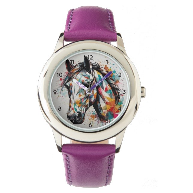 Montre Moderne tendance de beaux chevaux enfants (devant)