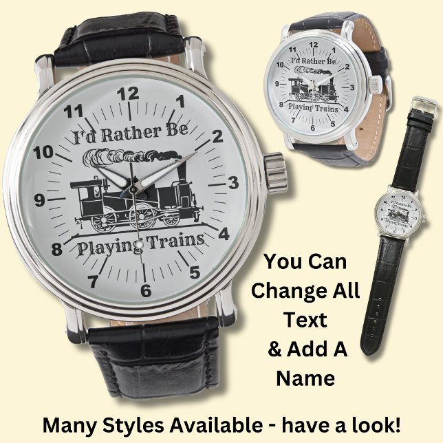 Montre Modifier le texte Je préfère jouer Trains Railroad (Créateur téléchargé)