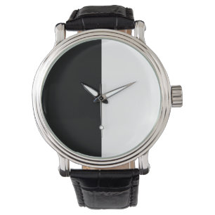 Montre moitié blanc noir moitié noir moitié noir blanc