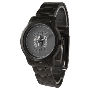 Montre Molon Labe Casque spartiate Laurels Charbon
