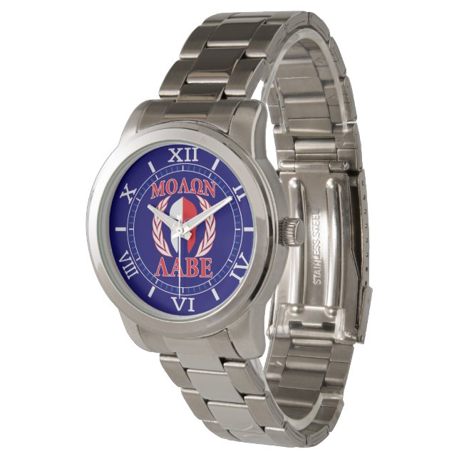 Montre Molon Labe Spartan Mask Laurels Navy Blue Dial (Incliné)