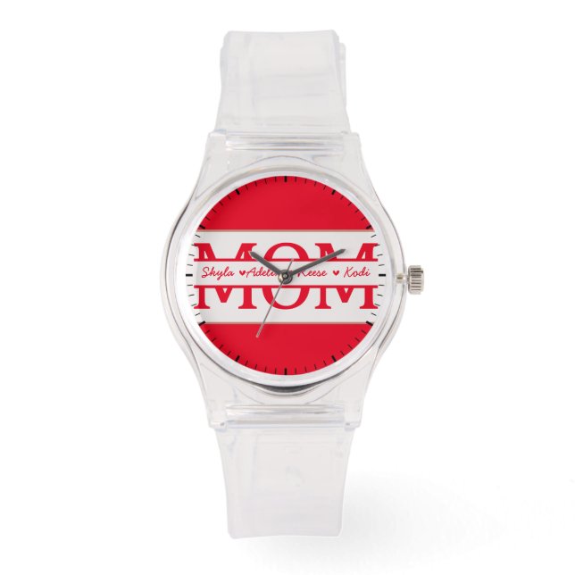 Montre MOM avec 4 enfants nom Fête des mères (Recto)