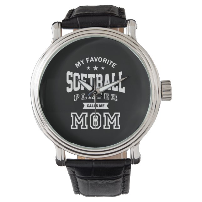 Montre Mon Joueur De Softball Favori M'Appelle Maman (devant)