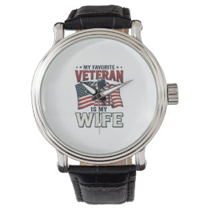 Montre Mon vétéran préféré est ma femme T-shirt patriotiq