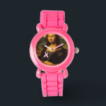 Montre Mona Lisa Au Ruban Rose<br><div class="desc">la reine des sourires montre fièrement le symbole de sensibilisation au cancer du sein Le Mois national de sensibilisation au cancer du sein (NBCAM) est organisé chaque année en octobre</div>