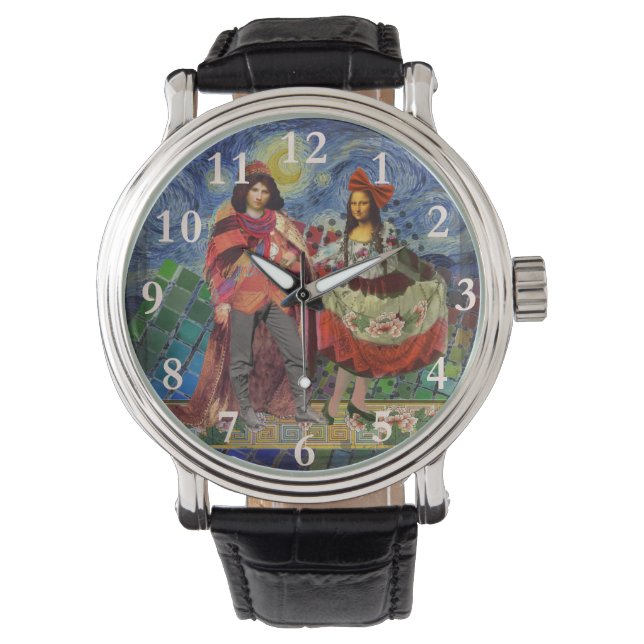 Montre Mona Lisa Romantique Drôle Illustrations Couleurs (devant)
