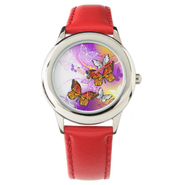 Montre Monarch Butterflies on Purple Background (devant)