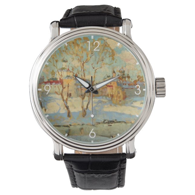 Montre Monastère russe en neige d'hiver (devant)